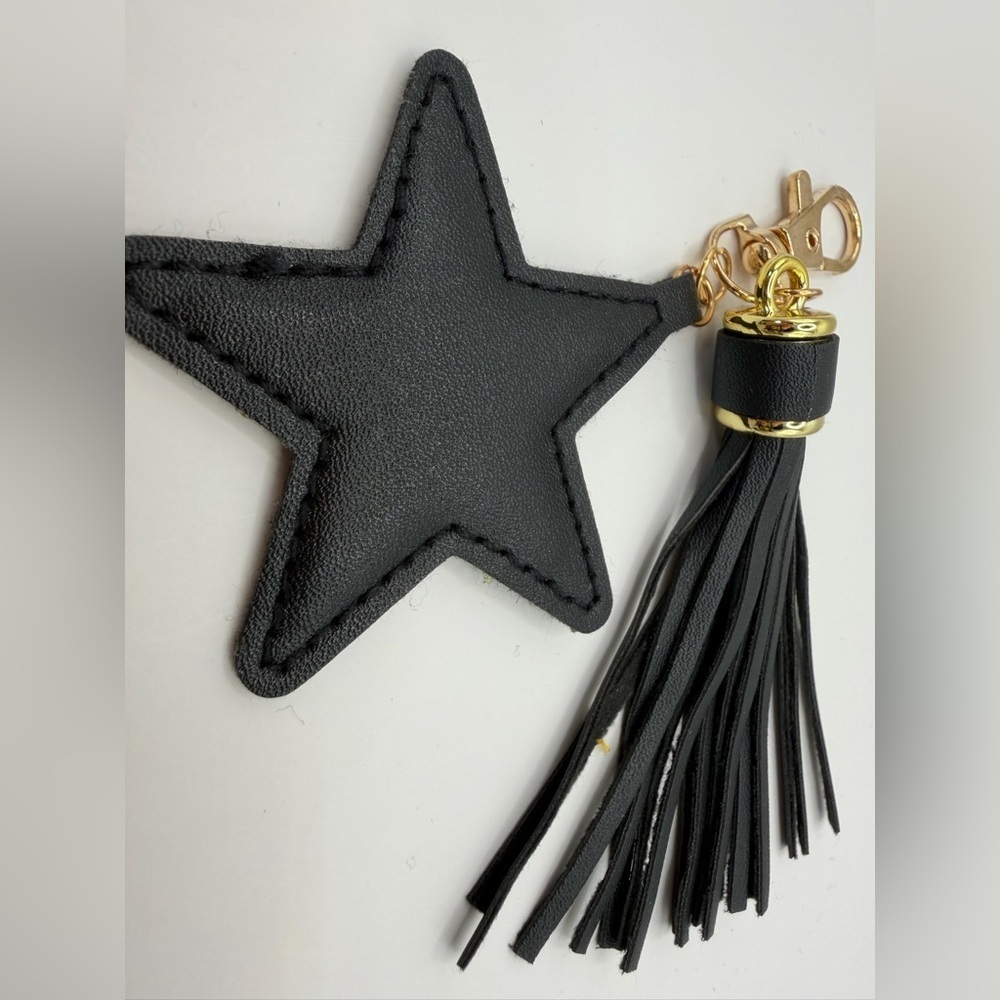 Black Star Keychain Bag Charm with Tassel NWT - Picture 3 of 5